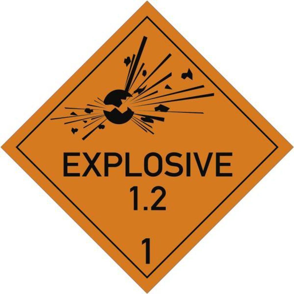 Dreifke Gefahrzettel Klasse 1 - Unterklasse 1.2 Text EXPLOSIVE, Folie, 100x1...