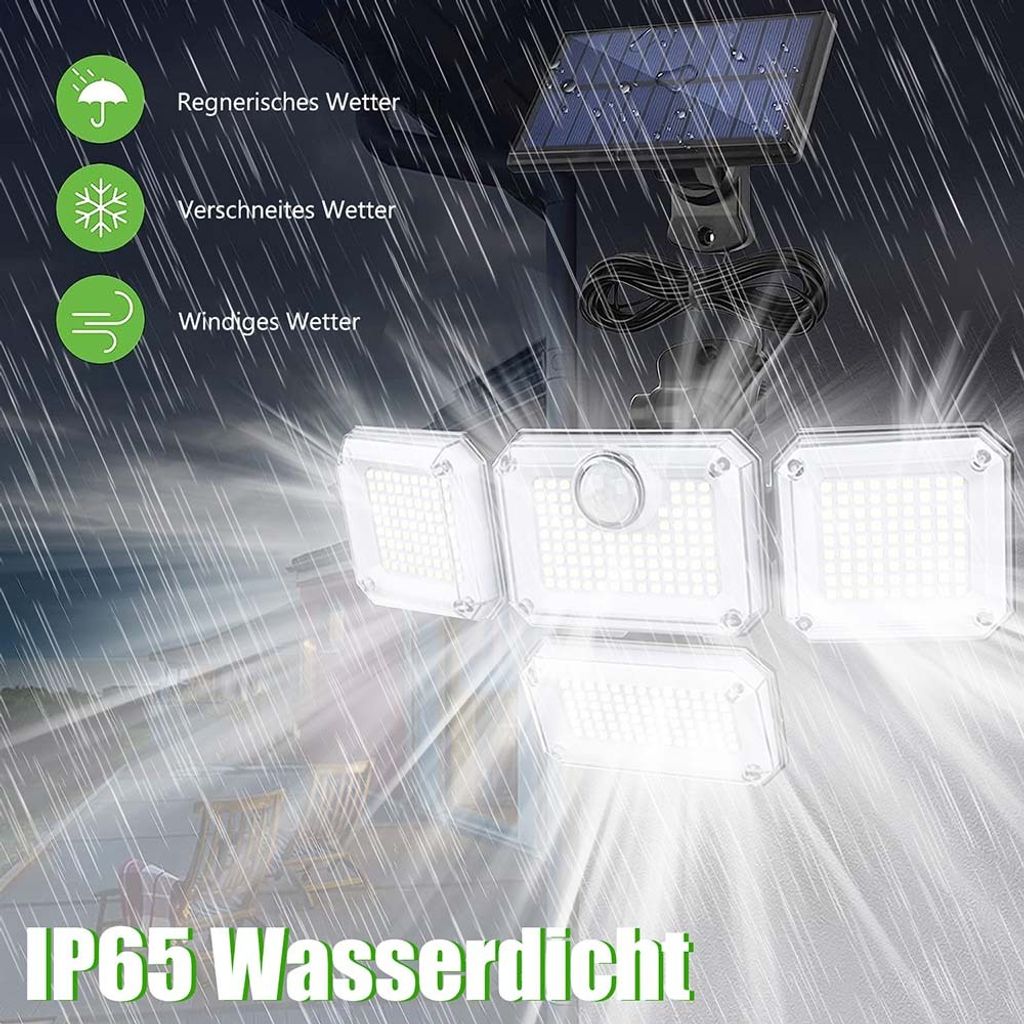 333 Led Solarleuchten Mit Bewegungsmelder 270° 4 Köpfe Produktbild 9