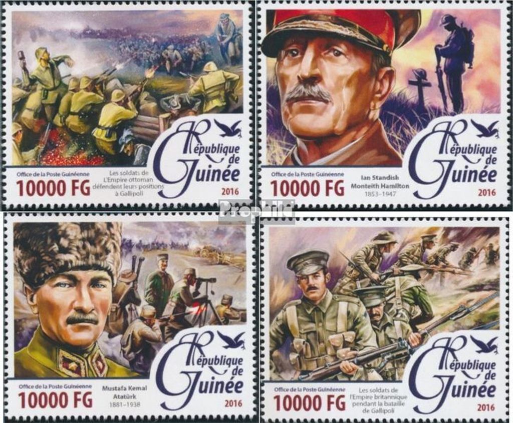 Briefmarken Guinea 2016 Mi 11558-11561 (kompl. Ausgabe) postfrisch Schlacht von Gallipoli