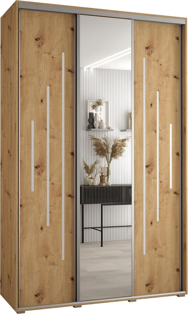 MEBLE KRYSPOL Cannes 13 Schrank mit 3 Schiebetüren - 205,2x150x45 cm - Artisan Artisan Silber