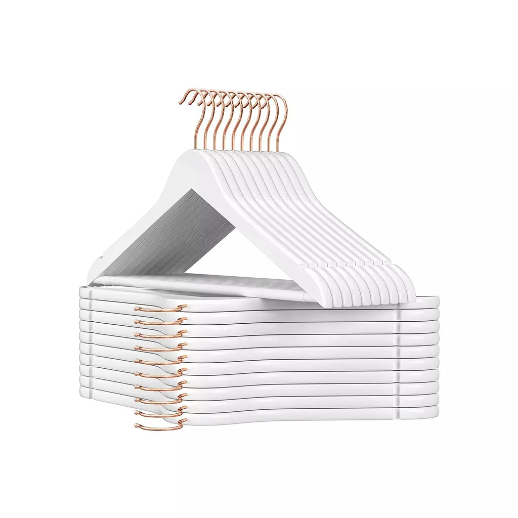 In And OutdoorMatch Appendiabiti Deluxe Stone - 10 pezzi - Antiscivolo - Appendiabiti - Salvaspazio - 44,5 x 23 x 1,2 cm - Bianco