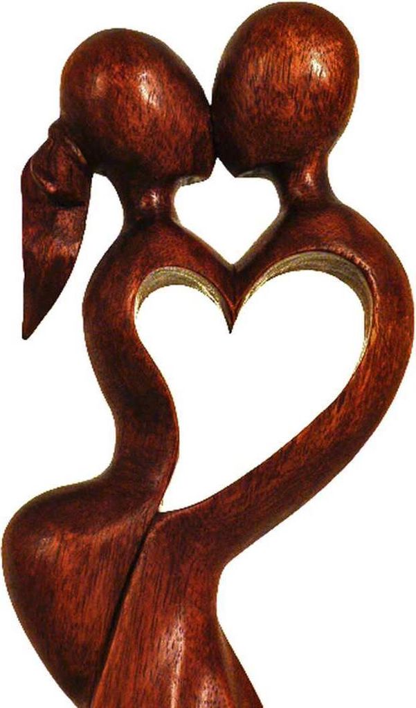 Holz Figur Skulptur Abstrakt Holzfigur Statue Afrika Asia Handarbeit Deko Hochzeit, 30 cm