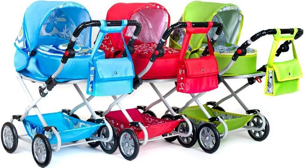 Poussette pour poupées pour promenades extérieures modèle Monika Red 2en1