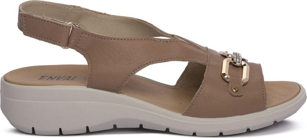 Enval Soft Damen Sandalen mit Klettverschluss Braun Weiß Sommer Modell 777022