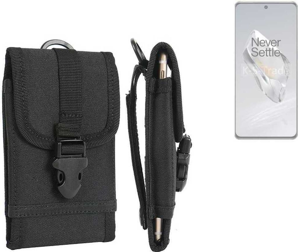 K-S-Trade Holster Handy Hülle kompatibel mit OnePlus OnePlus 12 Holster Handytasche Gürtel Tasche Schutz Hülle Robust Outdoor schwarz
