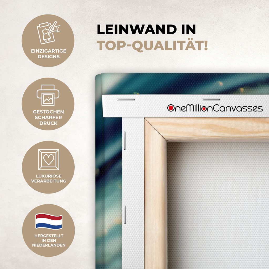 OneMillionCanvasses - Leinwandbilder - 90x140 cm, Marmor - Gold - Blau - Glitter - Marmoroptik - Abstrakt, Wandbilder Kunstdruck Wanddekoration -...