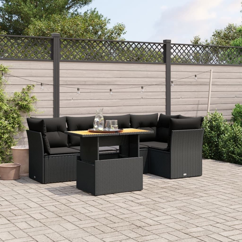 5-tlg. Garten-Sofagarnitur - mit Kissen Schwarz Poly Rattan - Gartenmöbelset 3270817