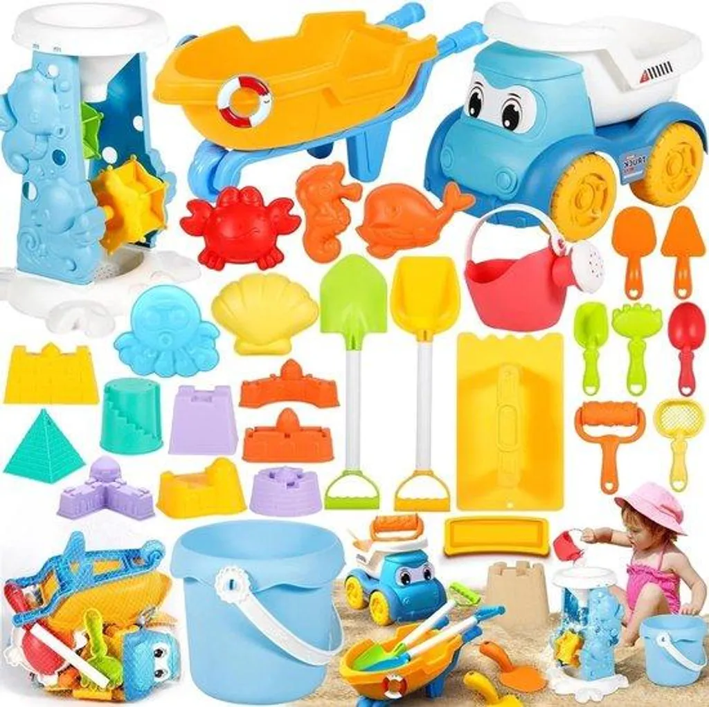 Kit de jeux de sable complet pour enfant : 21 accessoires et seau
