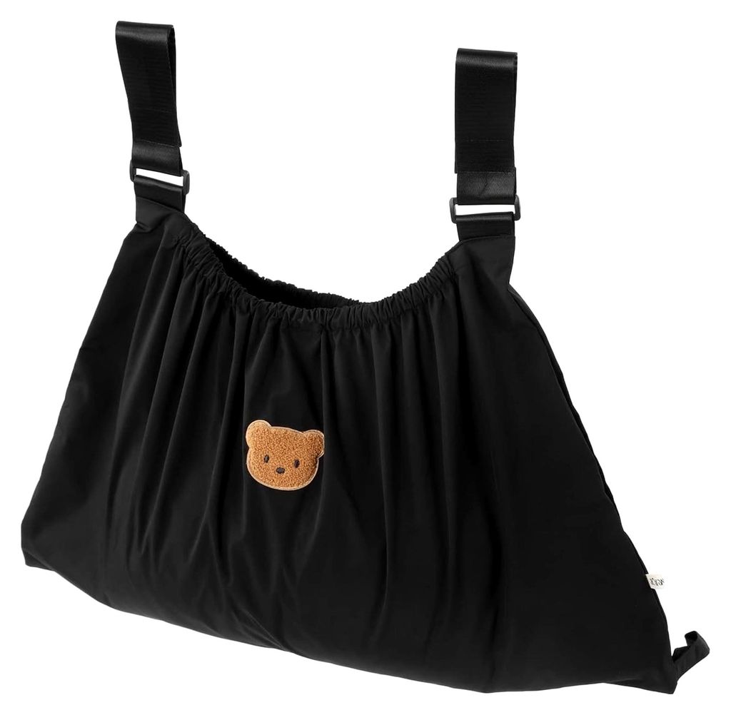 Organizer-Tasche für Kinderwagen, Wasserdicht, Nylon, Bärenmuster, Multifunktional, Schwarz