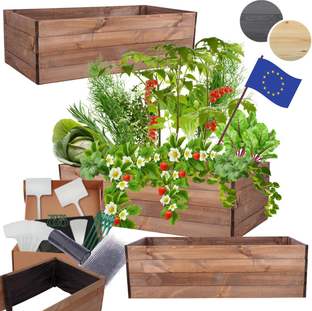 MODO24 Hochbeet Holz, Pflanzkasten, Massivholz, Kiefer, Produktbild 