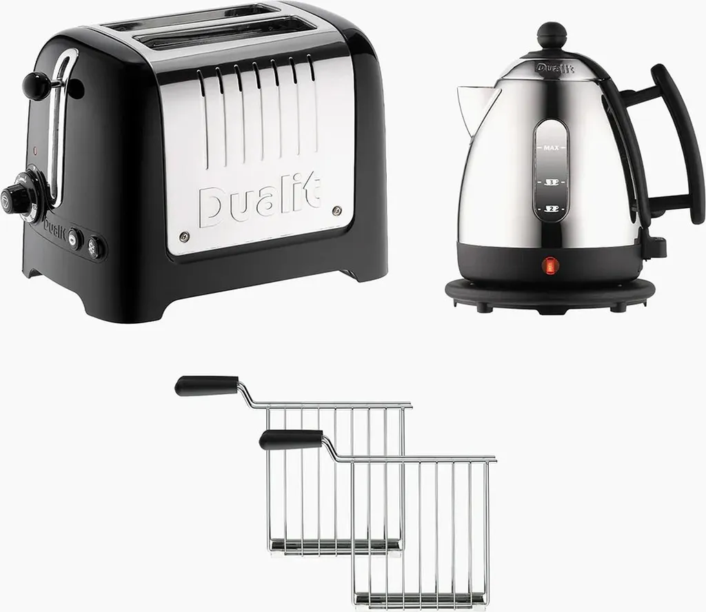 Pack Dualit Lite 10138 Toaster 2 Fentes avec Cage et Bouilloire Rapide