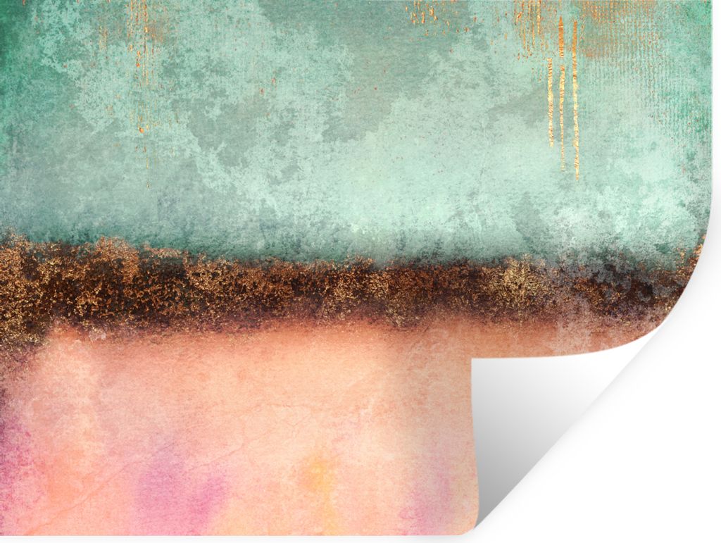 MuchoWow Wandtattoo Wandsticker Wandaufkleber Gold - Farbe - Abstrakt - Grün - Rosa 80x60 cm Selbstklebend und Repositionierbar - Faltenfrei