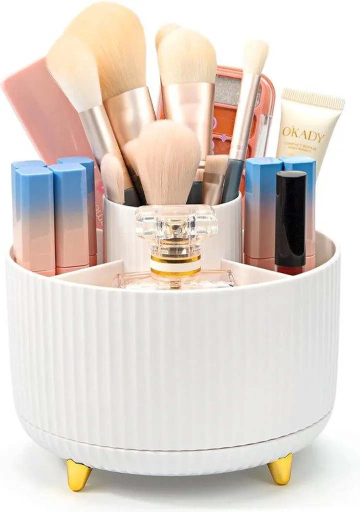 Boîte de rangement rotative pour pinceaux maquillage et soins visage
