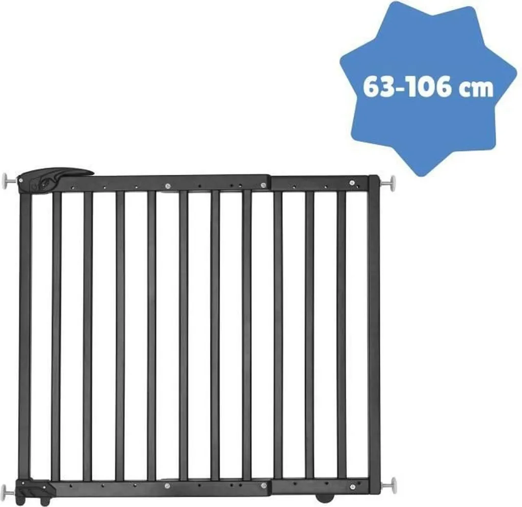 Barrière de Sécurité Enfant Extensible Noire Fixation Pression et Vis - 25