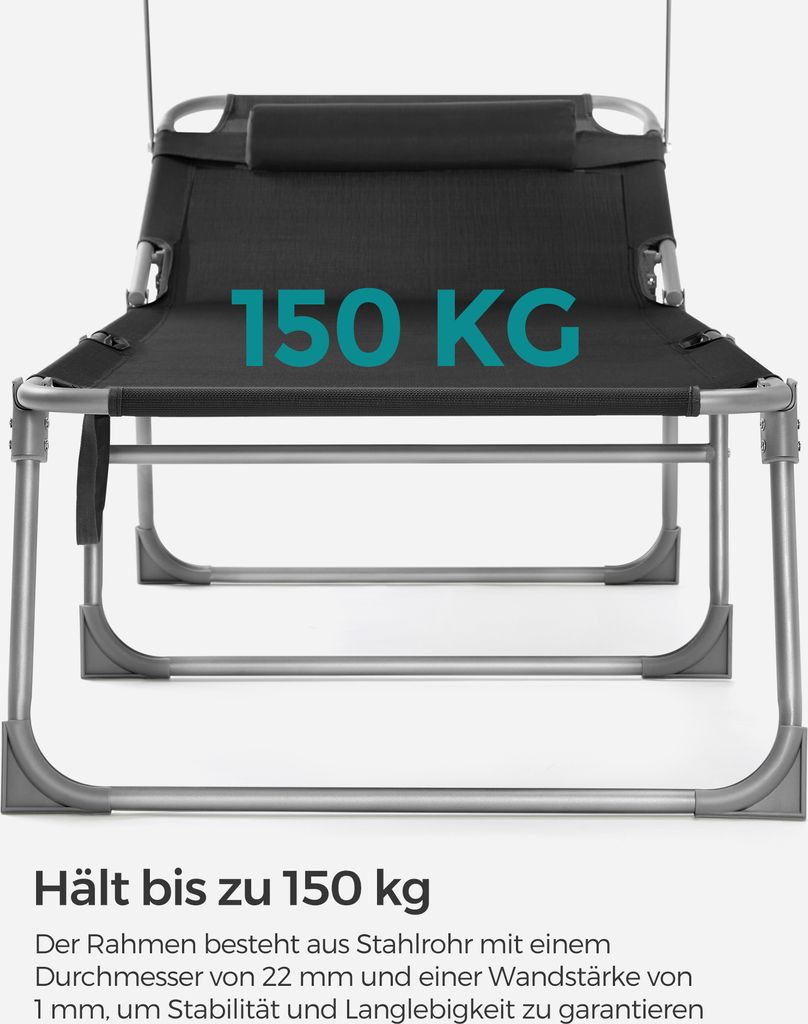 SONGMICS Gartenliege, groß, klappbarer Liegestuhl, Produktbild 6