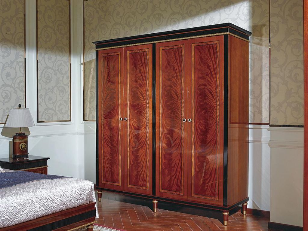 Kleiderschrank Schlafzimmer E68 Holz Schrank Antik Stil Barock Rokoko Schränke