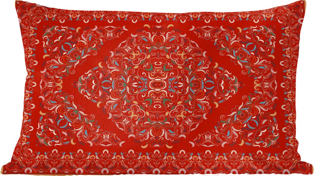 MuchoWow Zierkissen Sofakissen Wohnzimmer Dekokissen 50x30 cm Persische Teppiche - Teppiche - Muster - Rot - Wohnzimmerdekoration - Polster mit P...