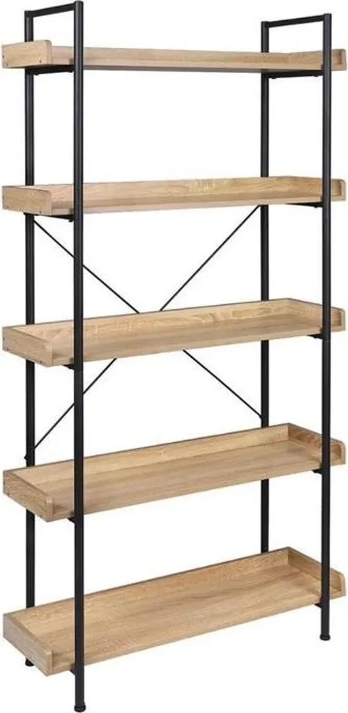 Luxiqo Bibliothèque Industrielle 91x173 cm - Meuble de Rangement Chêne