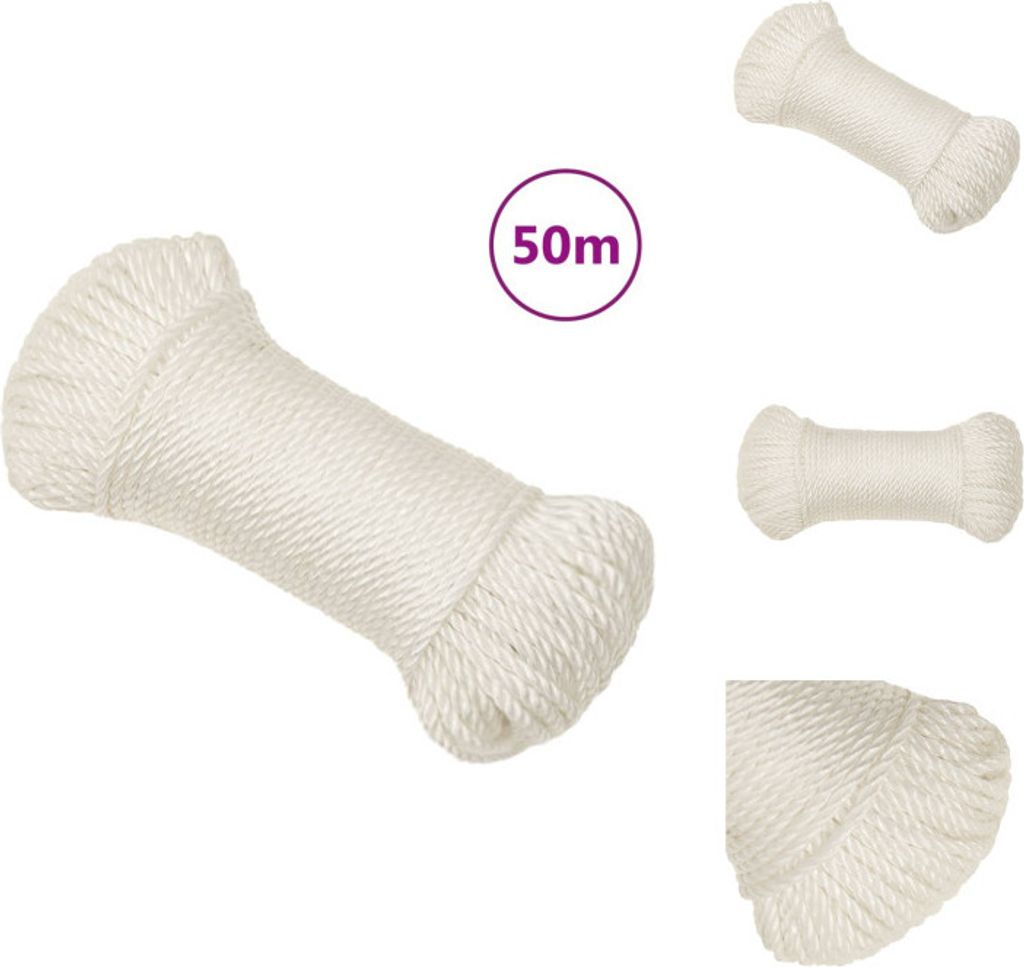 vidaXL Arbeitsseil Weiß 8 mm 50 m Polypropylen - Seile