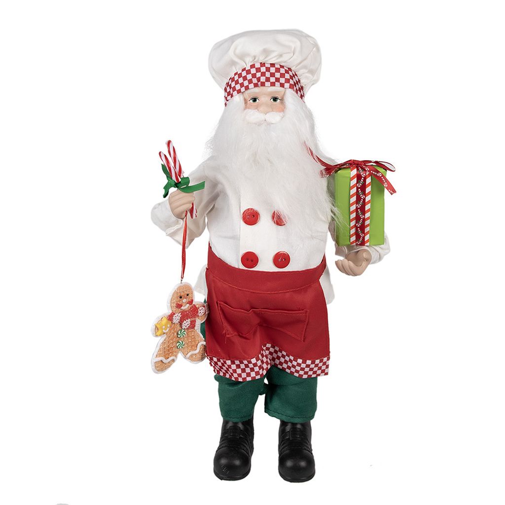 Clayre & Eef Figur Weihnachtsmann 46 cm Rot Kunststoff