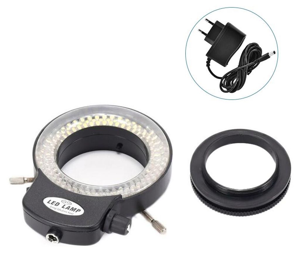 Variables 144-LED-Ringlicht für Stereomikroskope und Kameras, verstellbare Beleuchtung mit Dimmer, stereoskopisch