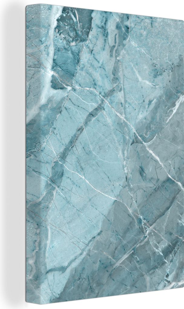 OneMillionCanvasses - Leinwandbilder - 90x140 cm, Blau - Weiß - Kristalle - Granit, Wandbilder Kunstdruck Wanddekoration - Foto auf Leinwand - G...
