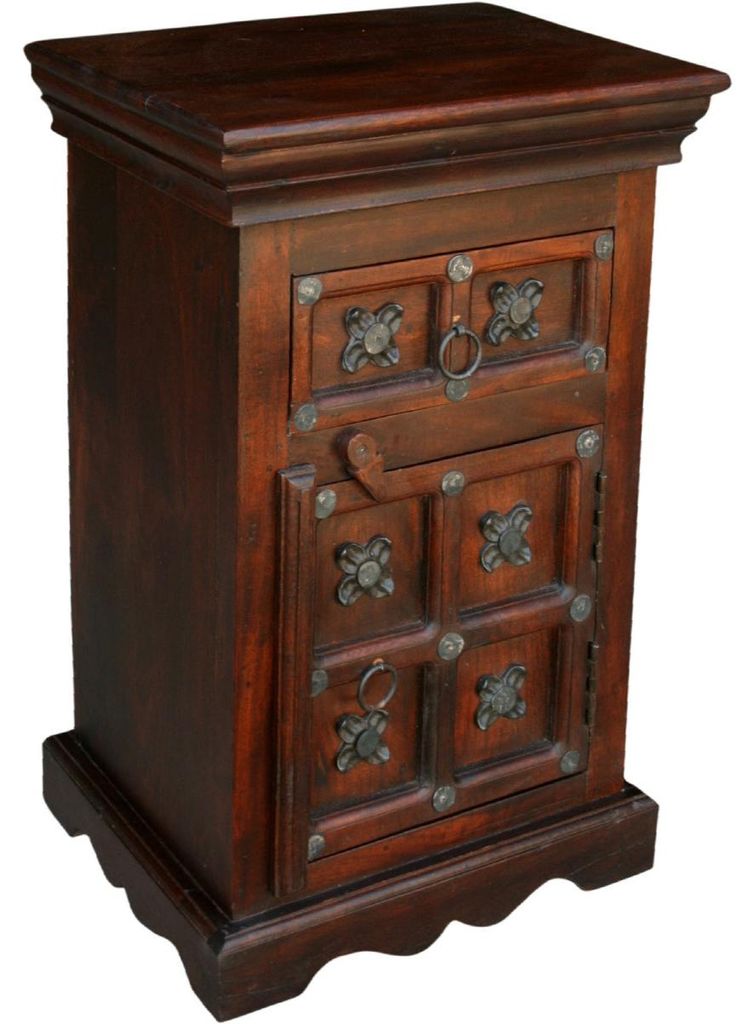 Kolonialstil-Beistellschrank, Kommode, Nachttischschrank - R872 Dunkel, Braun, Holz, 60*40*30 cm, Kleine Schränke