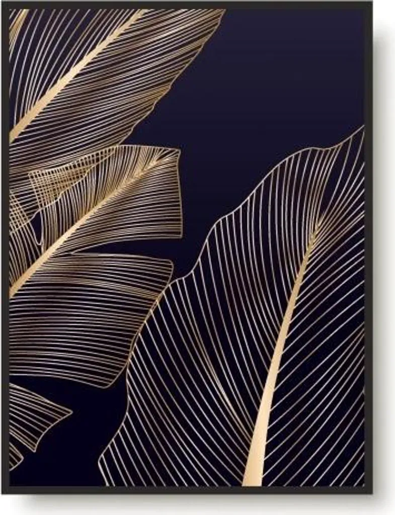Poster Murale Glamour Piume Oro Nero Cornice Camera Letto Offerta