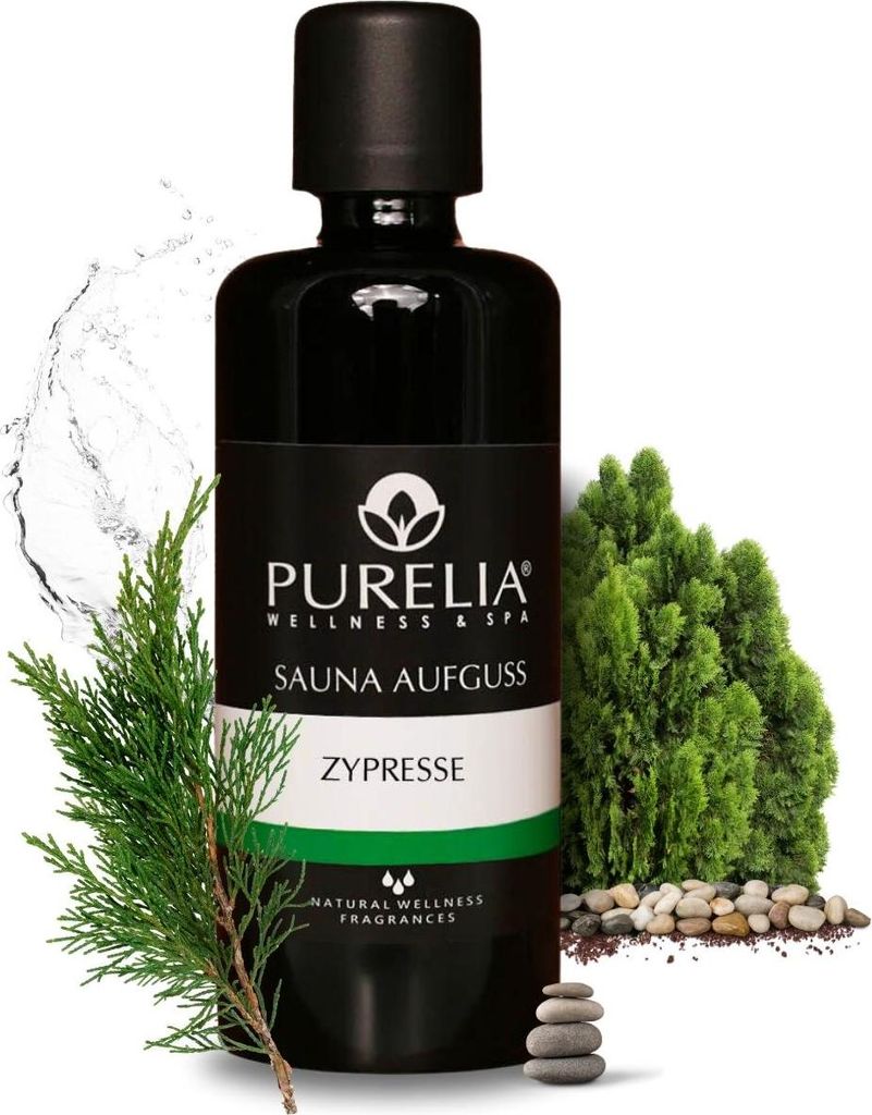 PURELIA Saunaaufguss Konzentrat Zypresse 100 ml natürlicher Sauna-aufguss - reine ätherische Öle