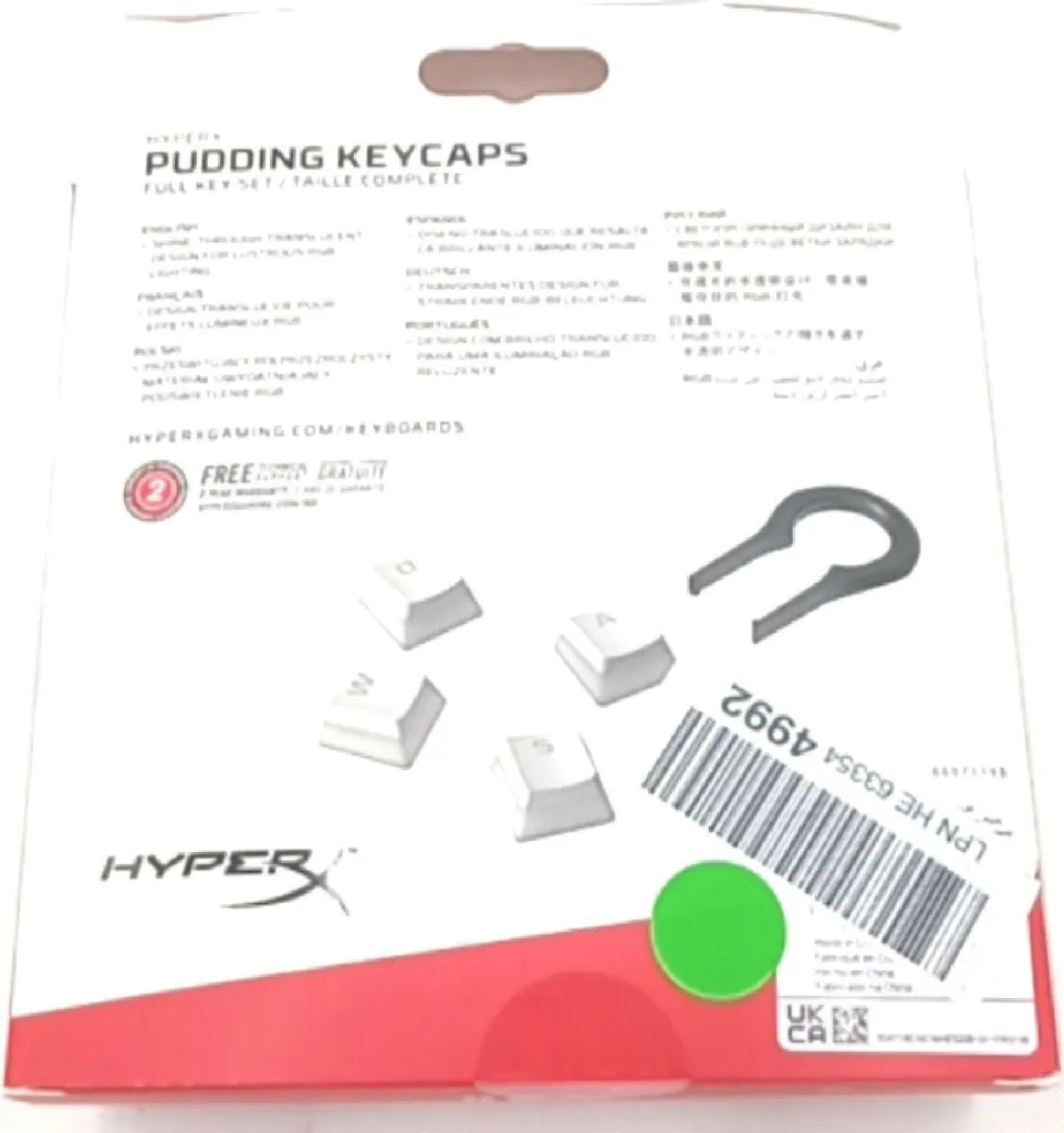 Touches de Clavier PBT HyperX Pudding Blanc pour Rétroéclairage RVB - 9