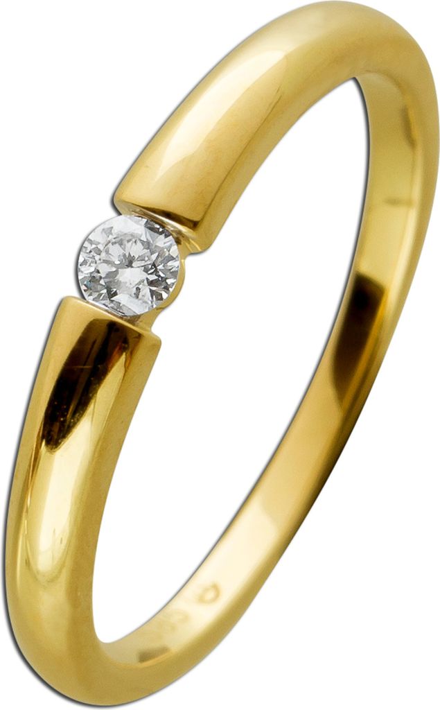 Vorsteckring Gelbgold 585 Solitär Brillant 0.08ct W SI 19
