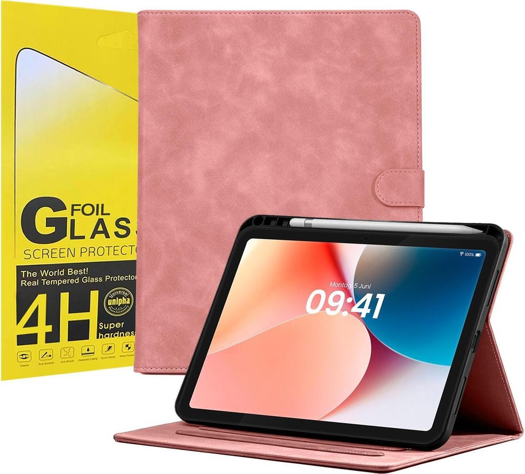 LBH Tablet Schutzhülle + 2x 4H Displayfolie für Apple iPad 10. Gen 10.9 Zoll Cover Case Schutz Tablet Farbe: Rosa