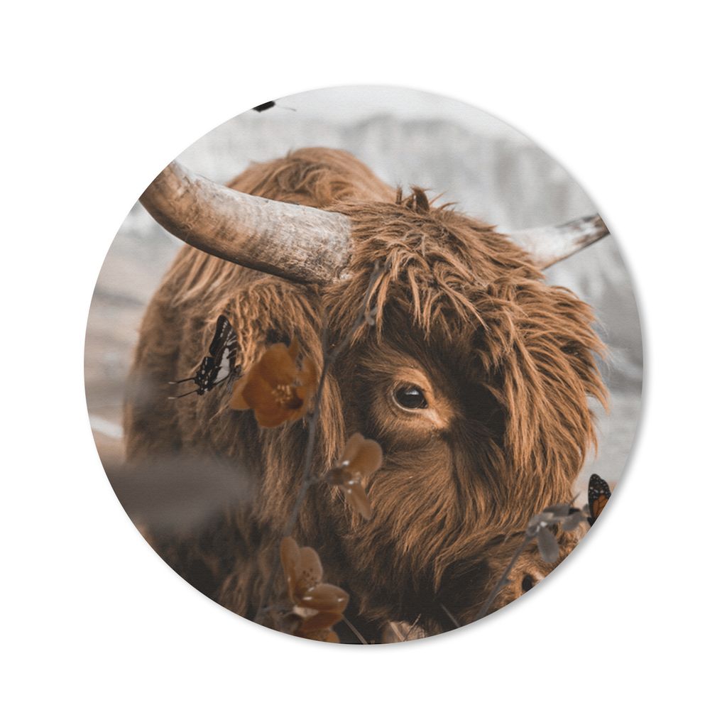 MuchoWow Mauspad Mousepad Schottischer Highlander - Schmetterling - Tiere 30x30 cm - Mousepads - Maus Mat - Pad - Mausunterlage - Tischunterlage ...