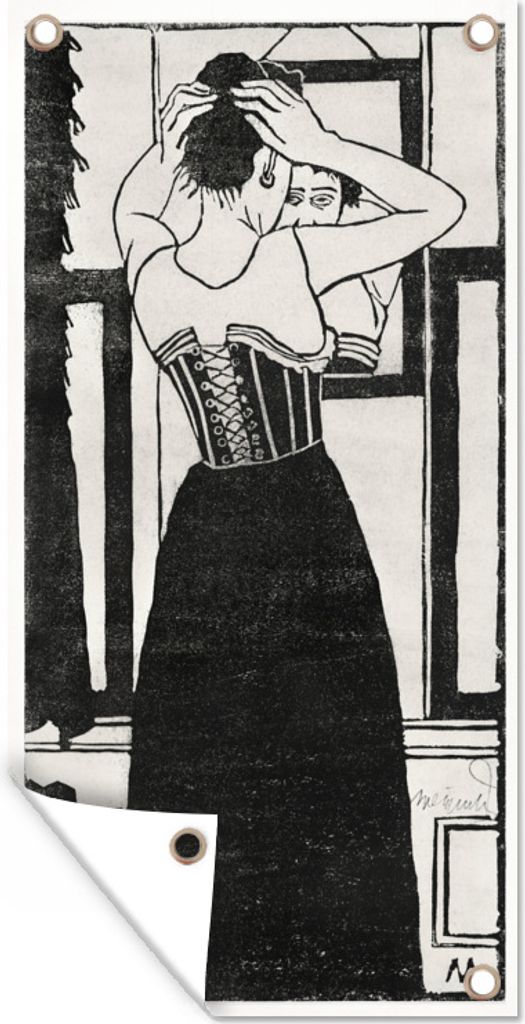 MuchoWow 30x60 cm Outdoor-Poster Gartendeko Sichtschutz Garten Poster für den Garten Vor dem Spiegel - Samuel Jessurun de Mesquita