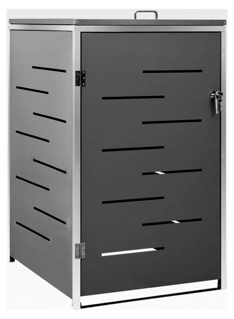 Mülltonnenabdeckung für den Außenbereich, Aufbewahrung für Mülleimer, 69 x 77,5 x 112,5 cm aus Edelstahl