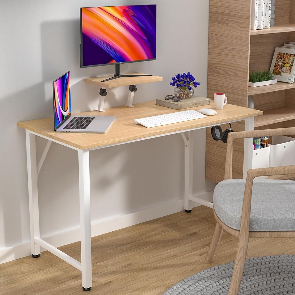 Schreibtisch mit Höhenverstellbar Monitorständer,Computertisch PC-Tisch,Gaming-Tisch Schreibtisch für Schlafzimmer,Büro,Bett,Sofa 100x50x75cm H...