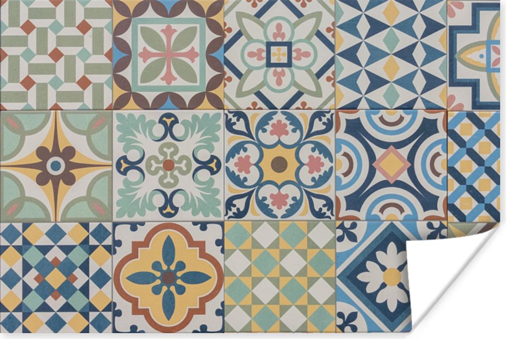 MuchoWow Poster Vintage - Blumen - Design - Figuren 60x40 cm - Schlafzimmerdekoration