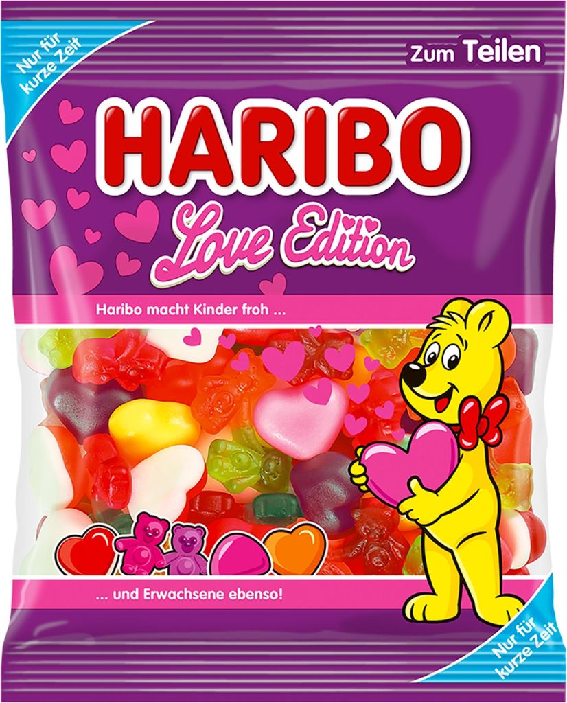 Haribo Love Edition 160 g – Fruchtgummi‑Love‑Herzen und Produktbild 