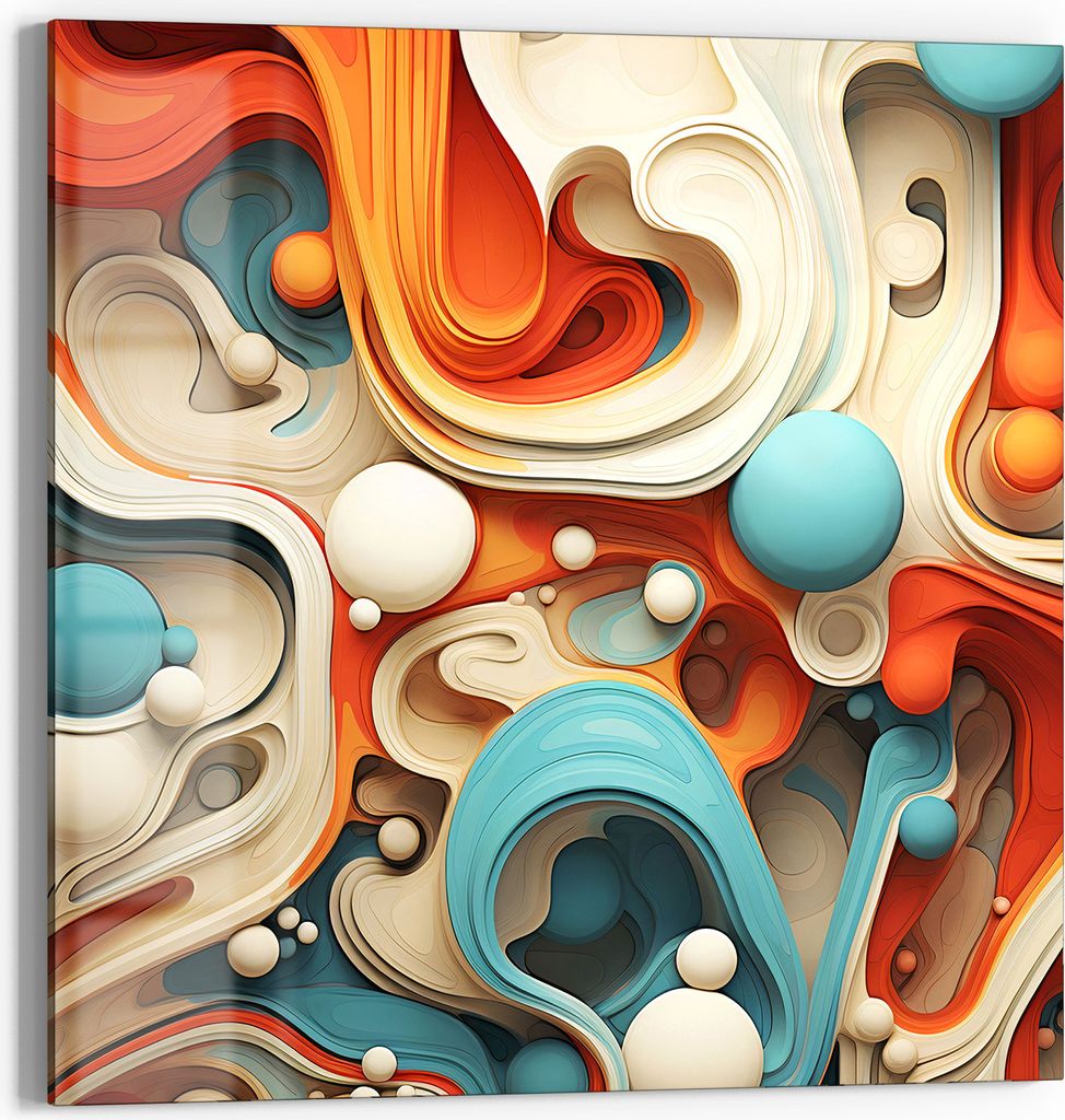 DEQOART Glasbild Echtglas 50x50 cm 'Organische Harmonie' Wandbild Bild modern Deko