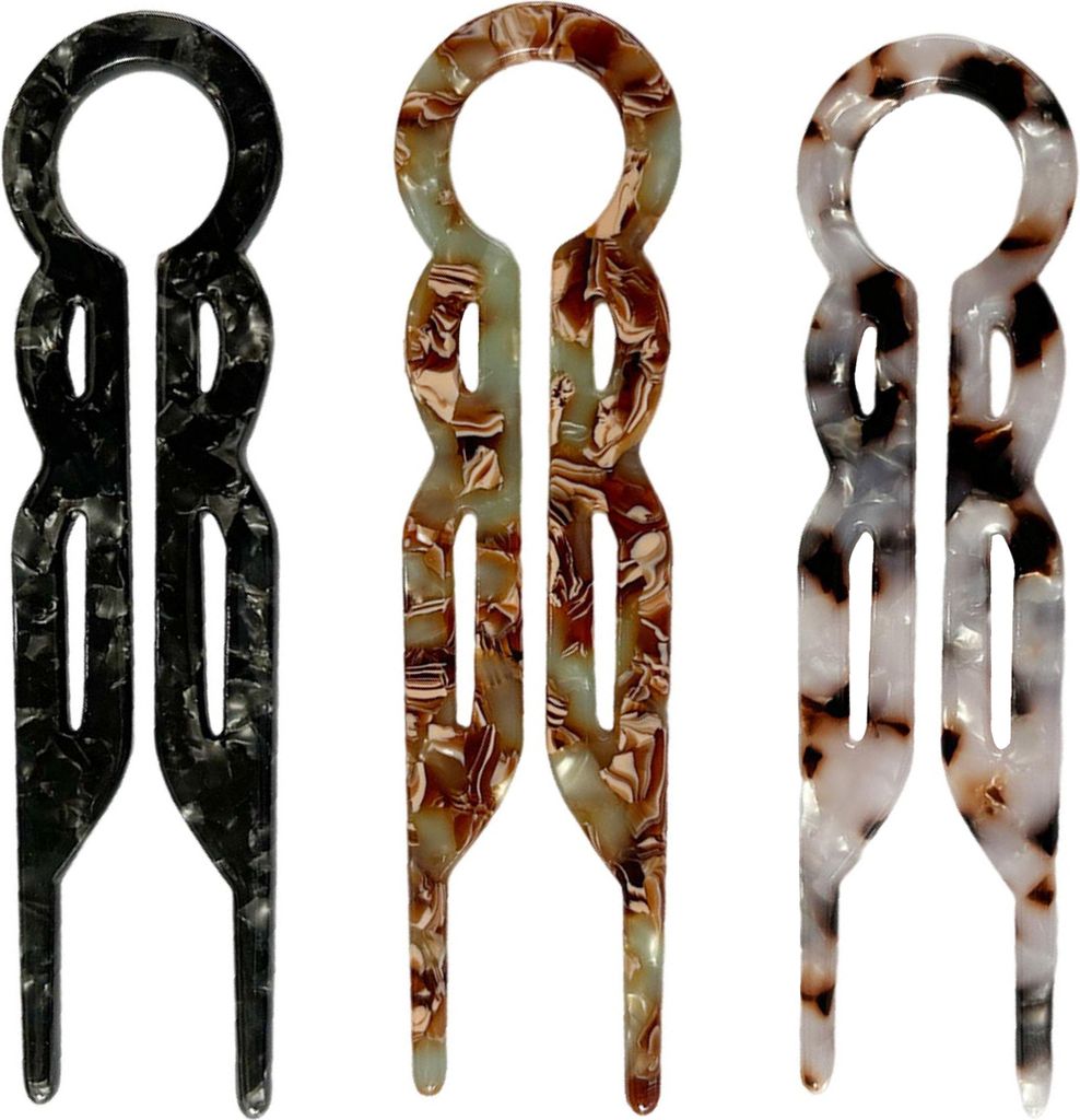 3 Stück U-förmige Haargabel aus Acetat, leicht, rutschfest, für langes, dickes Haar, Hochsteckfrisur, Dutt, französische Haarnadel, Haar-Access...