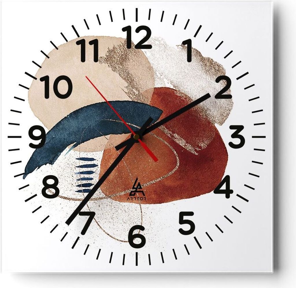 Wanduhr - Quadrat - Glasuhr - Abstraktion Flecken Modern - 40x40cm - Schleichendes Uhrwerk - Lautlos - zum Aufhängen bereit - Dekoration Modern - ...