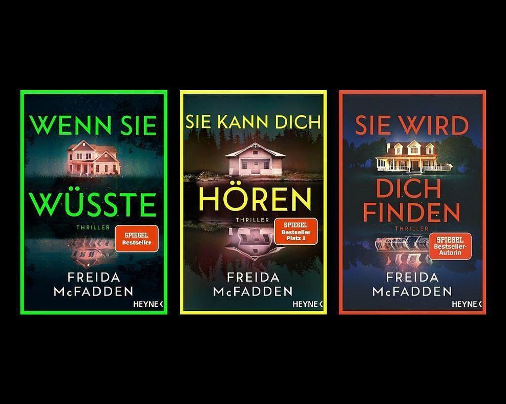 A collage of three book covers for thrillers by Freida McFadden.