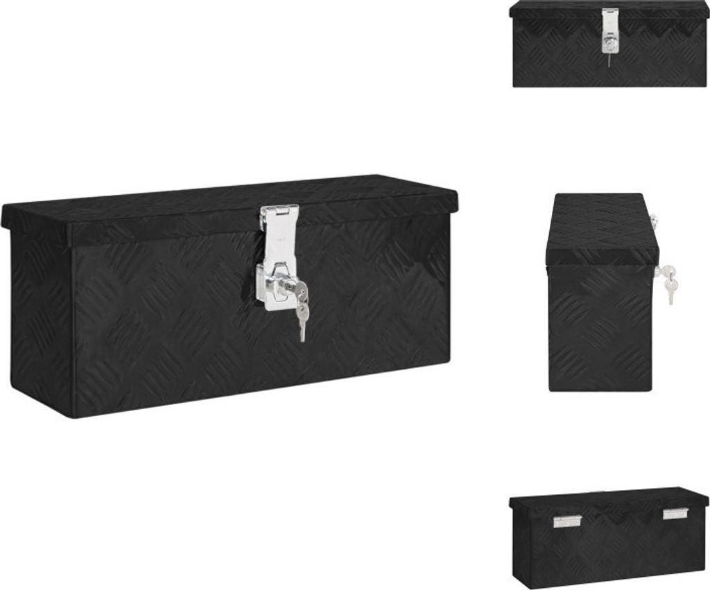 vidaXL Aufbewahrungsbox Schwarz 50x15x20,5 cm Aluminium - Werkzeugkästen
