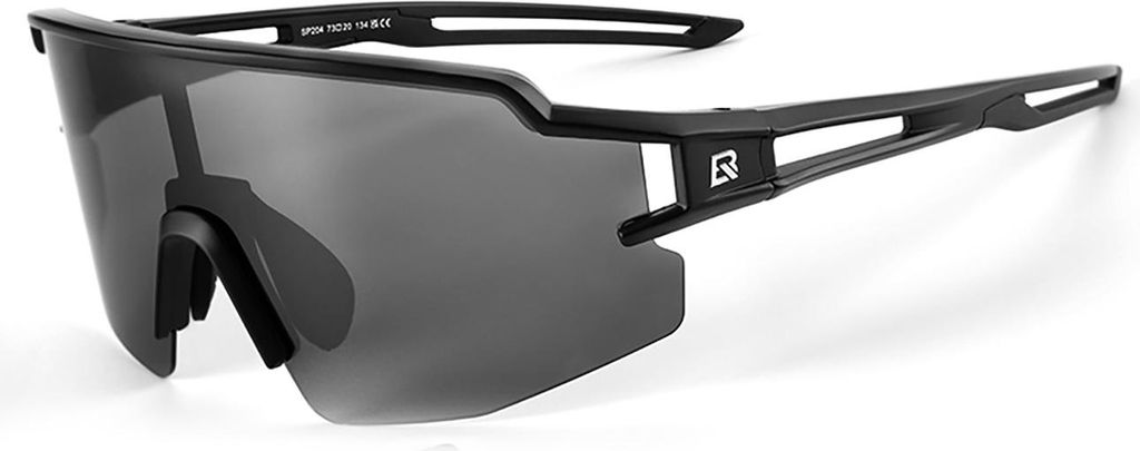 Polarisierende Fahrradbrille mit UV-Filter und Korrektureinsatz - grau-schwarz