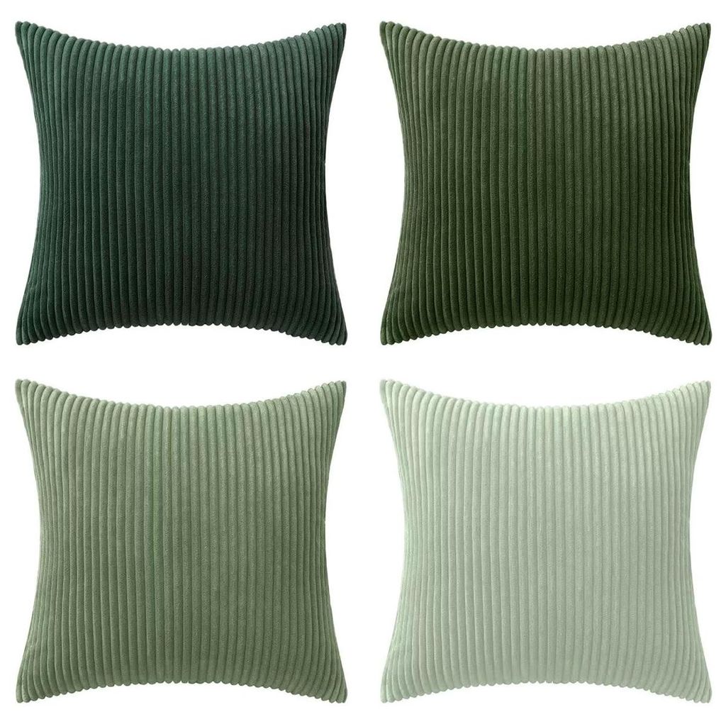 Kordstoff Kissenbezug 4er Pack 18x18 Zoll, Dunkelgrün Mit Produktbild 