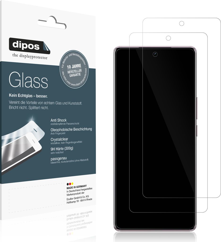 2x Schutzfolie für VIVO S17 - Anti-Shock 9H Folie dipos Glass Kunststoffglas
