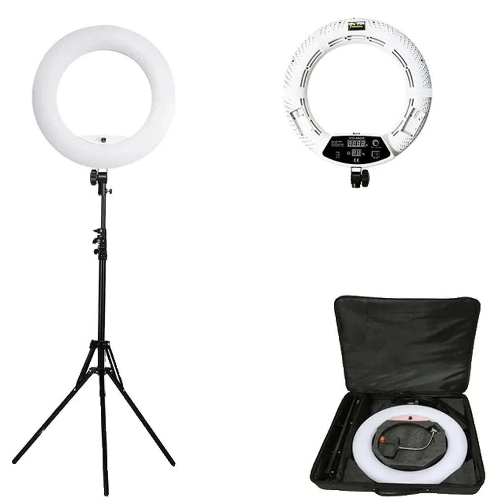 Éclairage annulaire pour maquillage et photo - Kit blanc salon beauté