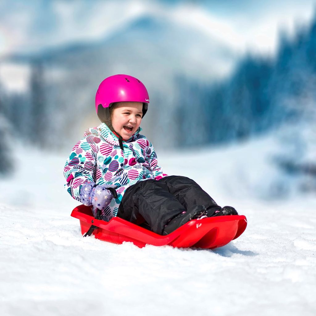 Prime Garden Auto Schlitten - Kinderschlitten Mit Metallkufen Rot