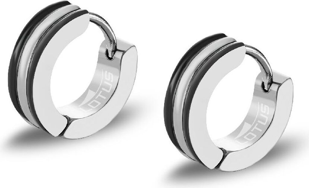 Lotus Style Herren Clapp-Creolen Edelstahl schwarz silber Ohrringe LS2151-4/1