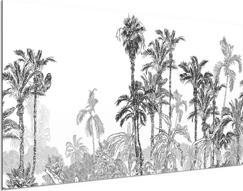 DEQORI Alu-Dibond Bild Weiß 100x50 cm 'Botanische Wildnis' Wandbild Metall dünn Design